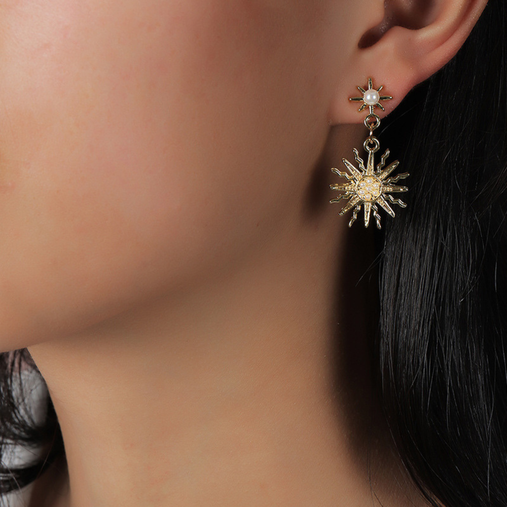 Asymmetrical Sun Moon Earrings