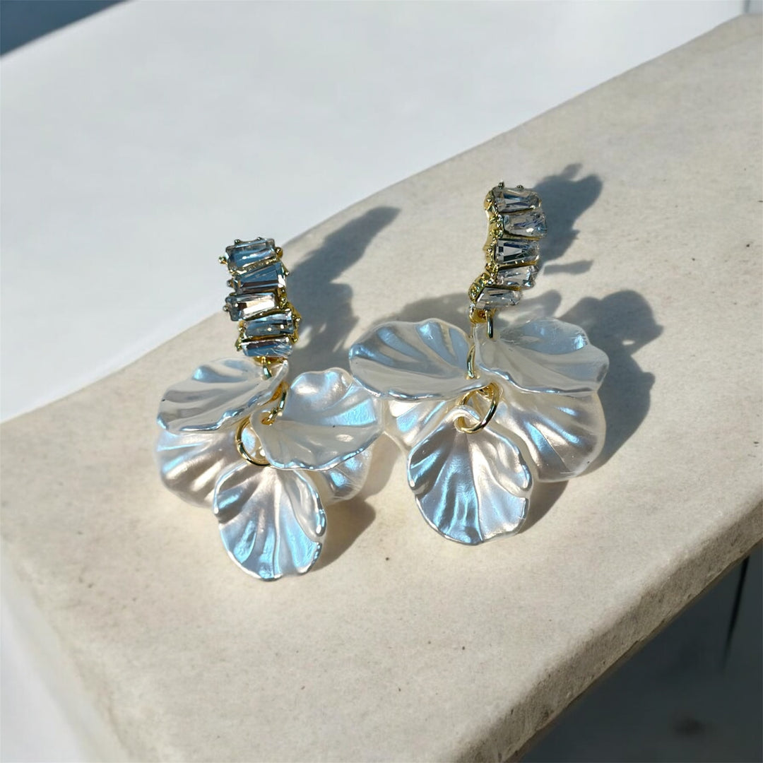 Lustrous Lily All-White Earrings