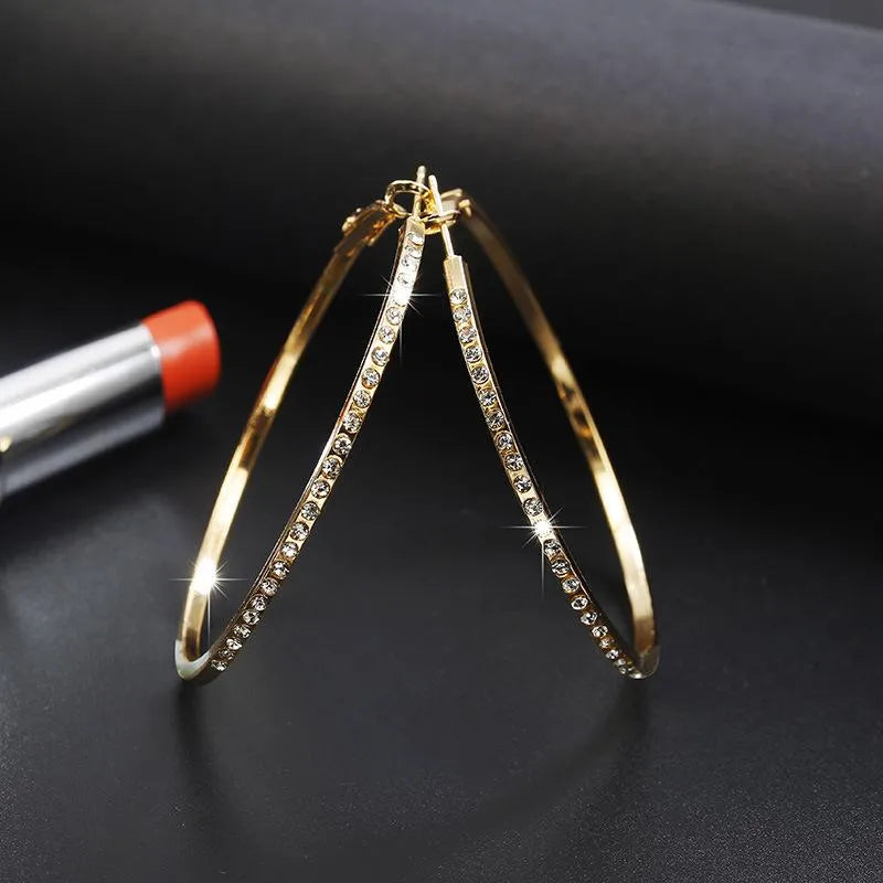18K Gold Plated Zircon Stud Everyday Wear Hoops